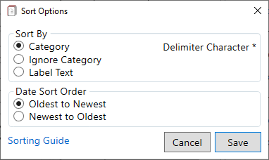 Sort Options